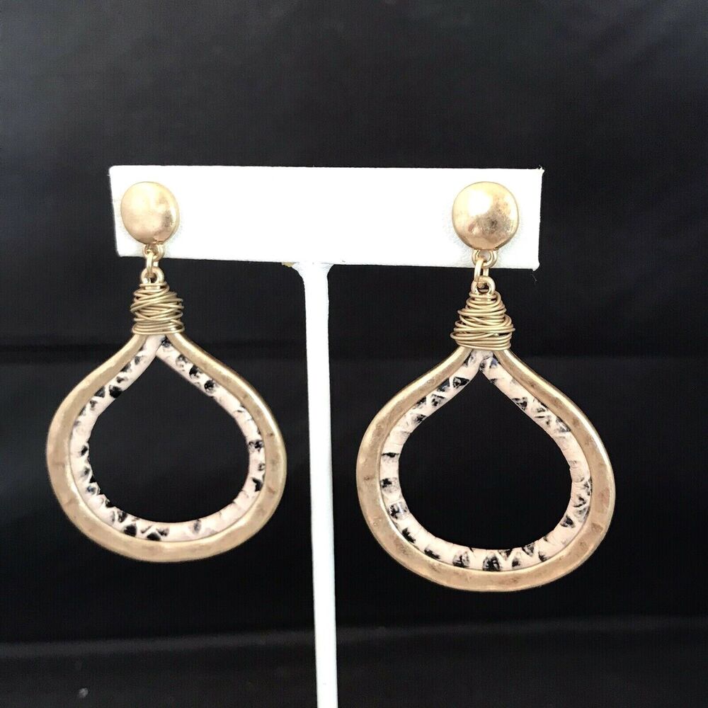 New Premier Designs Earrings River Valley Gold Toned Snakeskin 4V